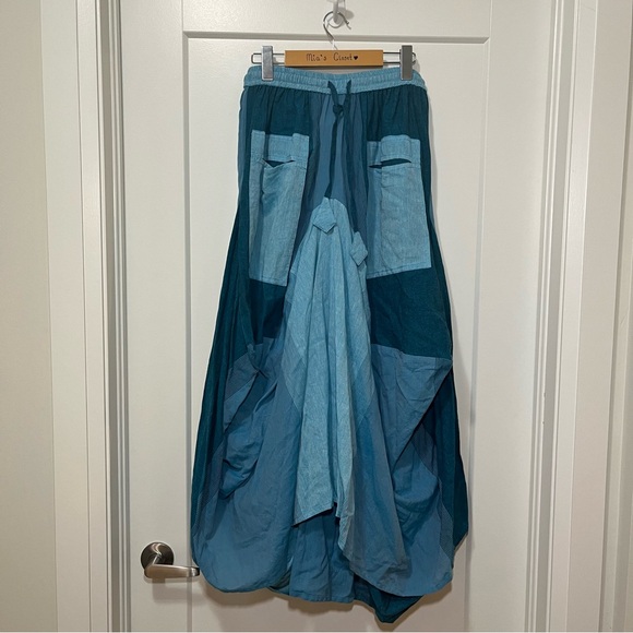 ARK IMPORT - High-Low Boho Skirt - Turquoise Blue - Women’s M/L - Picture 3 of 9
